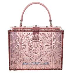 Pre Owned Dolce & Gabbana Pink Plexiglass Cinderella Top Handle Bag