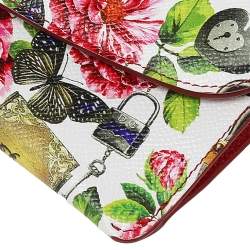 Pre Owned Dolce & Gabbana Multicolor Secret Butterfly Print Leather Chain Clutch Bag