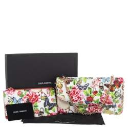 Pre Owned Dolce & Gabbana Multicolor Secret Butterfly Print Leather Chain Clutch Bag