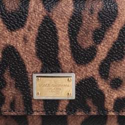 مملوكة مسبقًا Dolce & Gabbana Black/Brown Leopard Print Coated Canvas Trifold Wallet