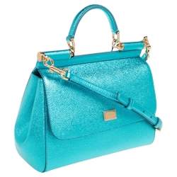 مملوكة مسبقًا حقيبة دولتشي أند غابانا ميس سيسيلي متوسطة جلد نقش سحلية رمادي