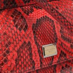 Pre Owned Dolce & Gabbana Red Python Micro Miss Sicily Top Handle Bag