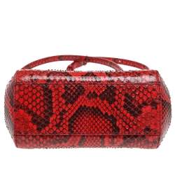 Pre Owned Dolce & Gabbana Red Python Micro Miss Sicily Top Handle Bag
