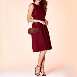 Pre Owned Dolce & Gabbana Red Matelassé Leather Devotion Crossbody Bag