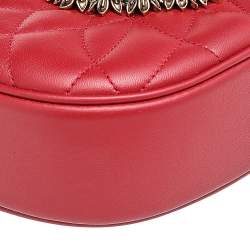 Pre Owned Dolce & Gabbana Red Matelassé Leather Devotion Crossbody Bag