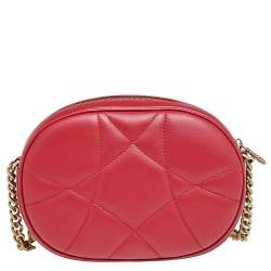 Pre Owned Dolce & Gabbana Red Matelassé Leather Devotion Crossbody Bag