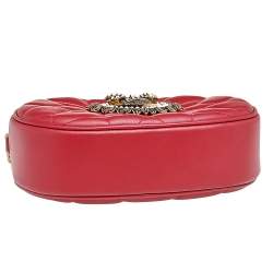 Pre Owned Dolce & Gabbana Red Matelassé Leather Devotion Crossbody Bag