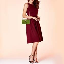 Pre Owned Dolce & Gabbana Green Crystal Embellished Satin Box Bag