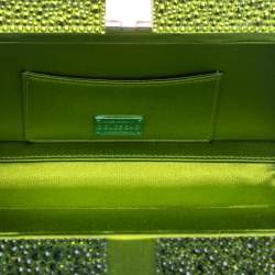 Pre Owned Dolce & Gabbana Green Crystal Embellished Satin Box Bag