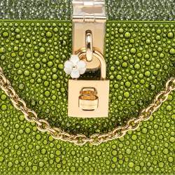 Pre Owned Dolce & Gabbana Green Crystal Embellished Satin Box Bag