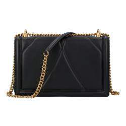 Pre Owned Dolce & Gabbana Black Lambskin Leather Devotion Large Shoulder Bag