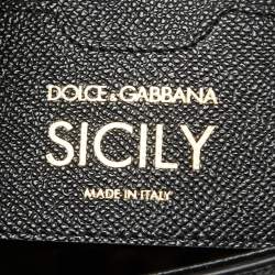 Dolce & Gabbana Black Dauphine Leather Medium Miss Sicily Top Handle Bag