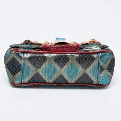 Pre Owned Dolce & Gabbana Multicolor Jacquard Lurex Fabric and Snakeskin Mini Lucia Embellished Shoulder Bag