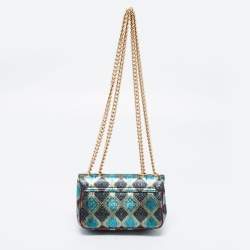 Pre Owned Dolce & Gabbana Multicolor Jacquard Lurex Fabric and Snakeskin Mini Lucia Embellished Shoulder Bag