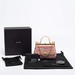 Pre Owned Dolce & Gabbana Rose Quartz Acrylic Miss Sicily Box Clutch