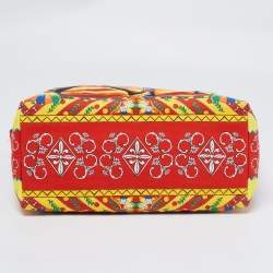 Pre Owned حقيبة يد توتس  دولتشي آند غابانا كابري جلد نقشة السحلية وكانفاس مطبوع متعدد الألوان صغيرة