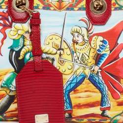 Pre Owned حقيبة يد توتس  دولتشي آند غابانا كابري جلد نقشة السحلية وكانفاس مطبوع متعدد الألوان صغيرة