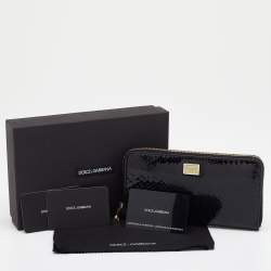 Pre Owned Dolce & Gabbana Black Python Zip Around Wallet