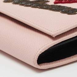 Pre Owned Dolce & Gabbana Pink Leather Dauphine Continental Wallet 