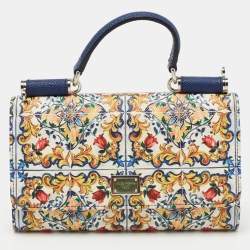 Dolce & Gabbana Multicolor Majolica Print Leather Miss Sicily Von Wallet on Chain