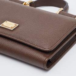 Dolce & Gabbana Brown Leather Miss Sicily Von Wallet on Chain