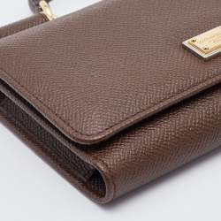Dolce & Gabbana Brown Leather Miss Sicily Von Wallet on Chain