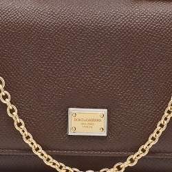 Dolce & Gabbana Brown Leather Miss Sicily Von Wallet on Chain