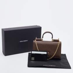 Dolce & Gabbana Brown Leather Miss Sicily Von Wallet on Chain