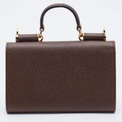 Dolce & Gabbana Brown Leather Miss Sicily Von Wallet on Chain