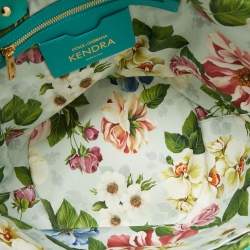 Pre Owned Dolce & Gabbana Green/Natural Raffia and Lizard Embossed Leather Kendra Tote