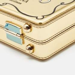 Dolce & Gabbana Gold Leather Cioccolato Dole Box Bag