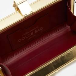 Dolce & Gabbana Gold Leather Cioccolato Dole Box Bag