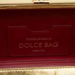 Dolce & Gabbana Gold Leather Cioccolato Dole Box Bag