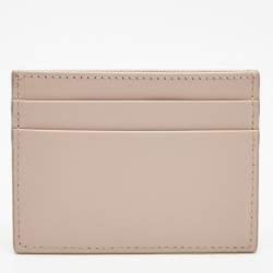 Pre Owned Dolce & Gabbana Beige Leather DG Logo Card Holder