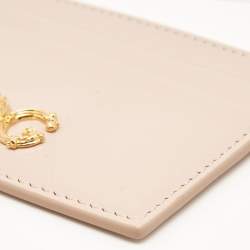Pre Owned Dolce & Gabbana Beige Leather DG Logo Card Holder