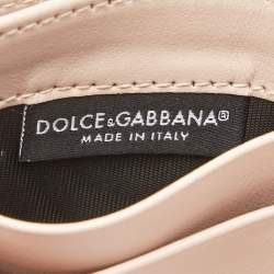 Pre Owned Dolce & Gabbana Beige Leather DG Logo Card Holder
