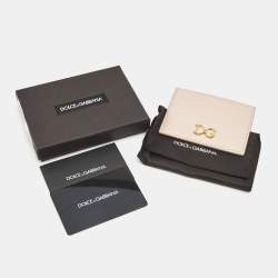 Pre Owned Dolce & Gabbana Beige Leather DG Logo Card Holder