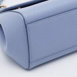 Pre Owned Dolce & Gabbana Blue Leather Small Miss Sicily Top Handle Bag