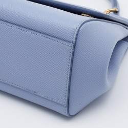 Pre Owned Dolce & Gabbana Blue Leather Small Miss Sicily Top Handle Bag