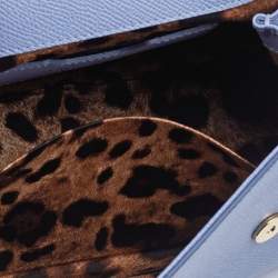 Pre Owned Dolce & Gabbana Blue Leather Small Miss Sicily Top Handle Bag