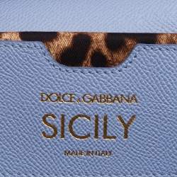 Pre Owned Dolce & Gabbana Blue Leather Small Miss Sicily Top Handle Bag