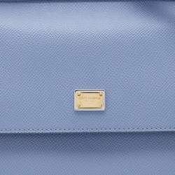 Pre Owned Dolce & Gabbana Blue Leather Small Miss Sicily Top Handle Bag