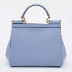 Pre Owned Dolce & Gabbana Blue Leather Small Miss Sicily Top Handle Bag