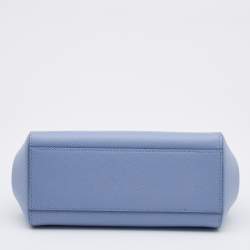 Pre Owned Dolce & Gabbana Blue Leather Small Miss Sicily Top Handle Bag