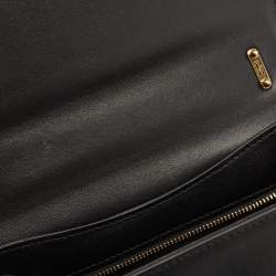 Pre Owned Dolce & Gabbana Black/Brown Leopard Print Canvas and Leather Medium Devotion Shoulder Bag