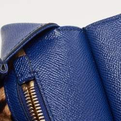 Dolce & Gabbana Blue Leather Regular Miss Sicily Top Handle Bag