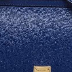 Dolce & Gabbana Blue Leather Regular Miss Sicily Top Handle Bag