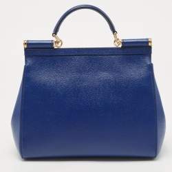Dolce & Gabbana Blue Leather Regular Miss Sicily Top Handle Bag