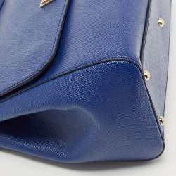 Dolce & Gabbana Blue Leather Regular Miss Sicily Top Handle Bag