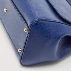 Dolce & Gabbana Blue Leather Regular Miss Sicily Top Handle Bag